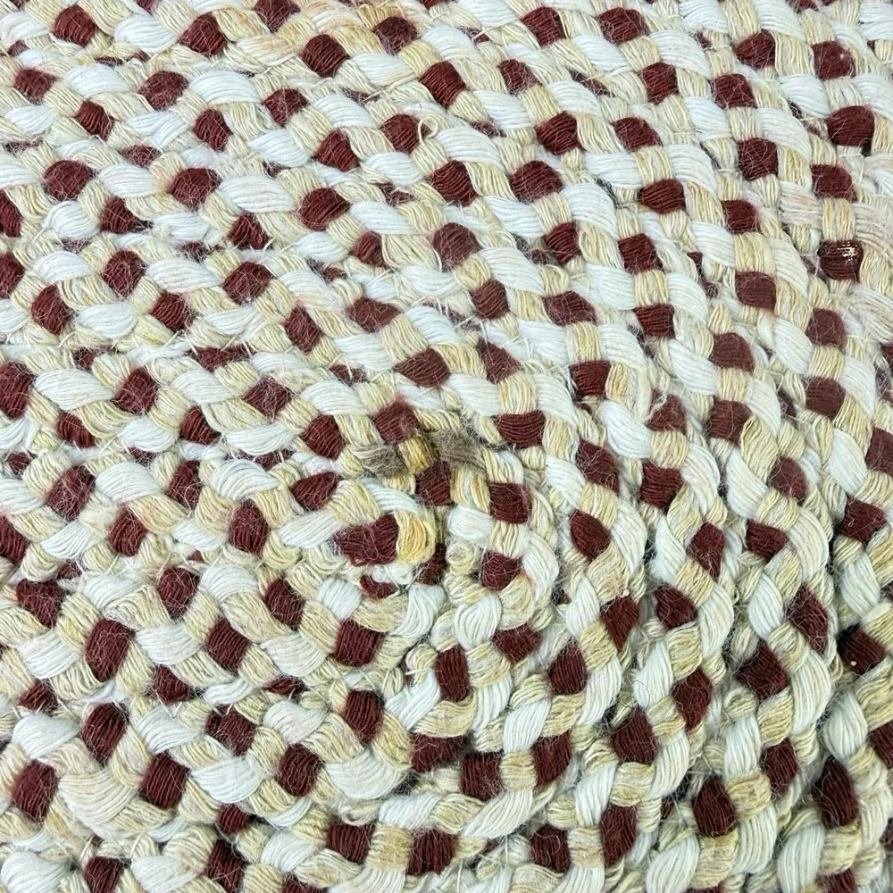 4 Braided Rug Oval Placemats Burgundy Cream Earth Tones 13